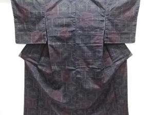 未使用品　亀甲に菊模様織り出し手織り紬着物